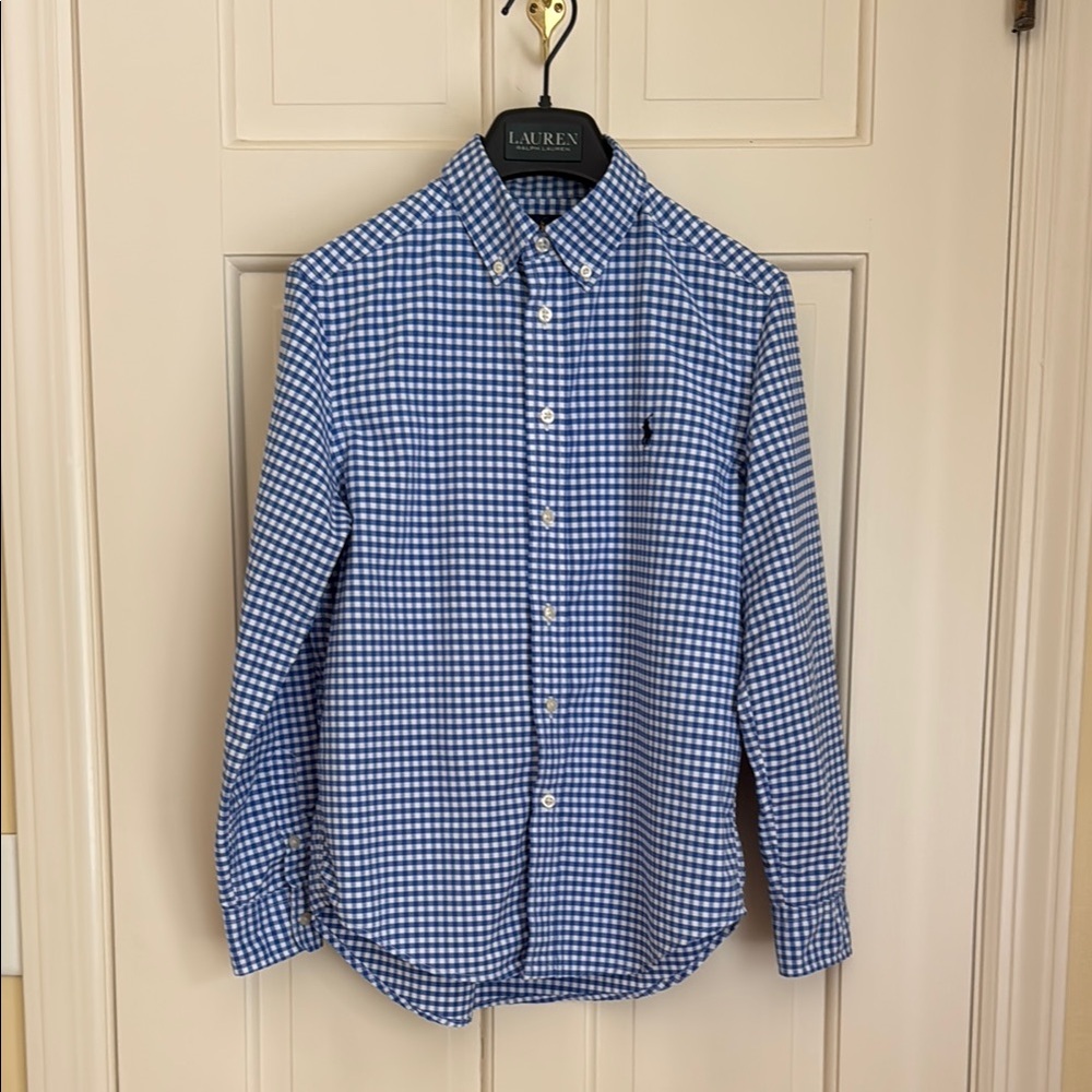 Ralph Lauren Blue Gingham Button Down Shirt